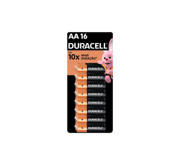 Pilha alcalina aa pequena Duracell com 16 unidades